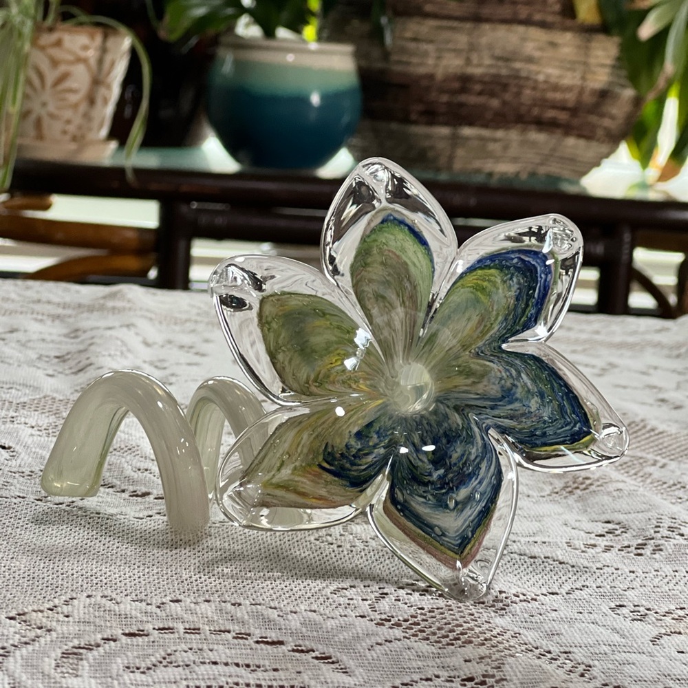 COPY - Green/Blue Lavorazion Murano glass spiral stem vase
